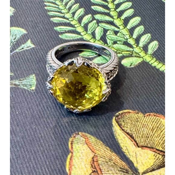 Judith Ripka Sterling Silver Yellow Gemstone Cocktail Ring Size 7 to Size 8 - Picture 2 of 10